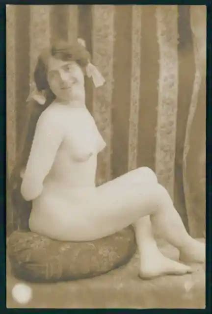 FRENCH NUDE WOMAN Risque Seated Pose Original C1910s Citrate Photo