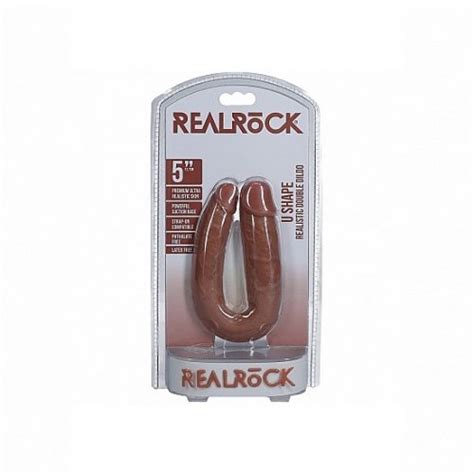 RealRock U Shaped Double Dildo Tan Sex Toys At Adult Empire