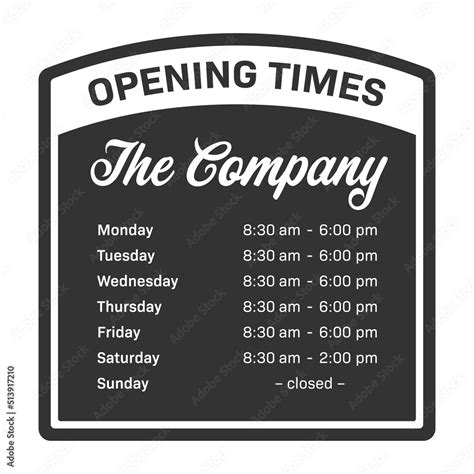 opening times sign template for restaurant, cafe, bar or shop, vector ...