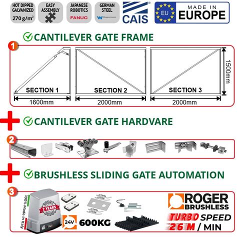 4m Length 1 5m High Cantilever Gate Frame And Cantilever Sliding Gate