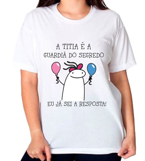 Camiseta Ch Revela O A Titia A Guardi Do Segredo Azul E Rosa Flork