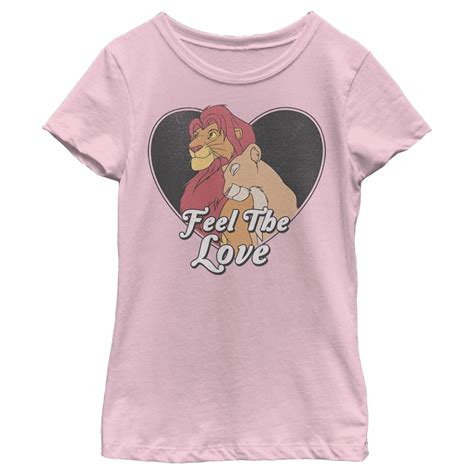 Girls Lion King Simba And Nala Feel The Love Graphic Tee Light Pink Medium