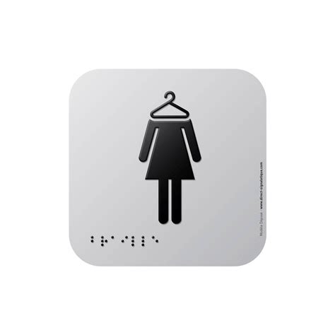 Plaque Alu Vestiaires Femmes Relief Noir Et Braille Direct Signal Tique