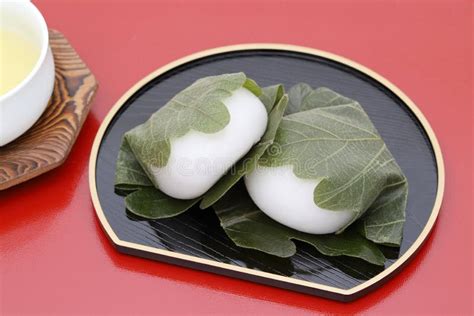 Japanese Confectionery Kashiwa Mochi Sweet Stock Image Image Of Meal