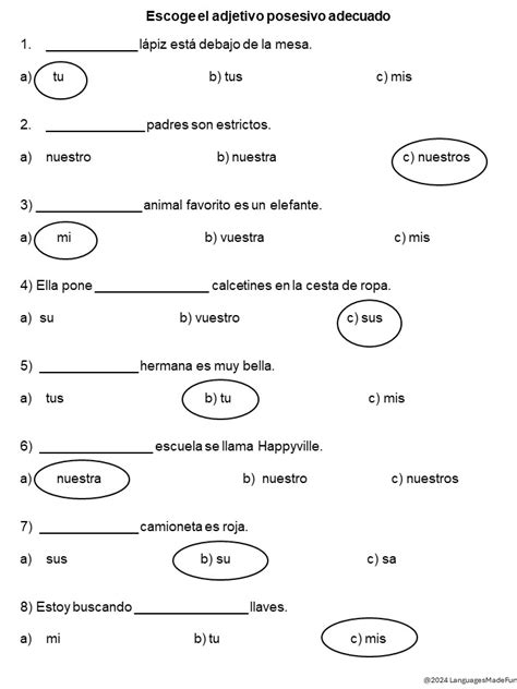 Possessive Adjectives In Spanish Los Adjetivos Posesivos Made By Teachers