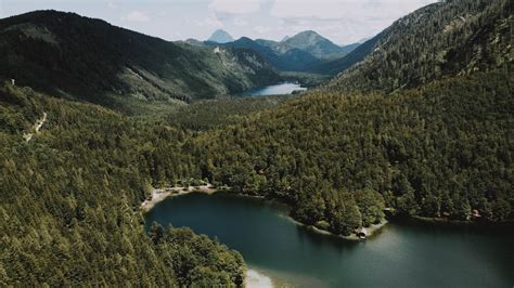 Tranquil lake reflecting house and forest · Free Stock Photo