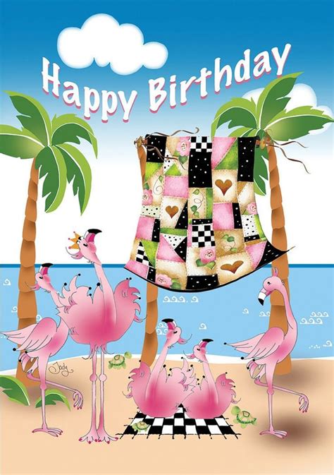 Flamingos Happy Birthday Greeting Card Per Pack Etsy In