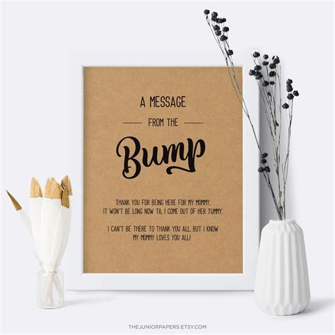 Message From The Bump Baby Shower Sign Rustic Kraft Printable Table