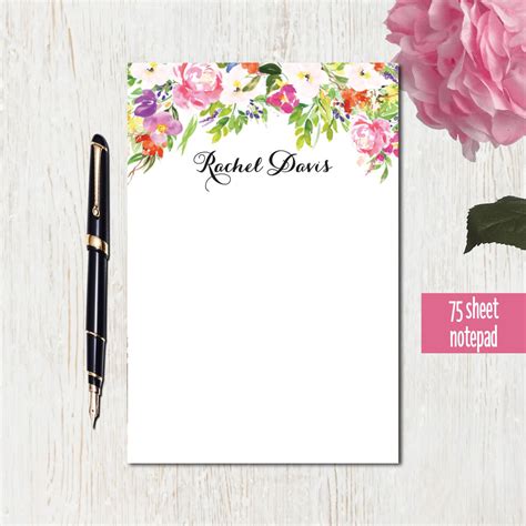 Personalized Notepad To Do List Stationery Note Pad Chic Etsy