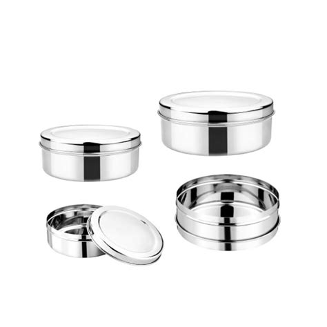 Premium Stainless Steel Dabbas Puri Dabba 4 Piece Set