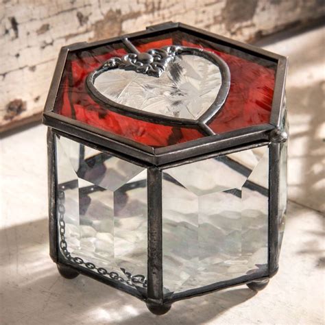 J Devlin Heart Shaped Stainedglass Jewelry Box Stained Glass Jewelry Glass Trinket Box