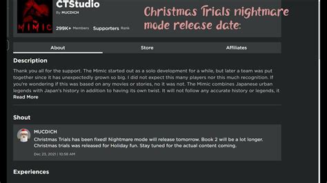 The Mimic Christmas Trials Nightmare Mode Release Date Youtube