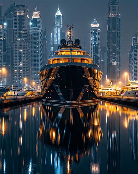 Iate De Luxo De Fantasia Em Dubai Marina Ilustra O Foto Premium