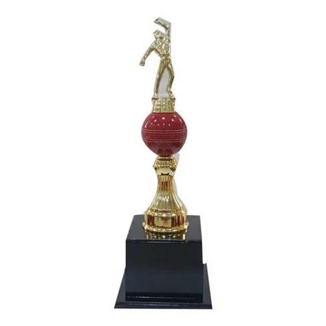 Fibre Inch Golden Cricket Trophy Shape Round Mid Base At