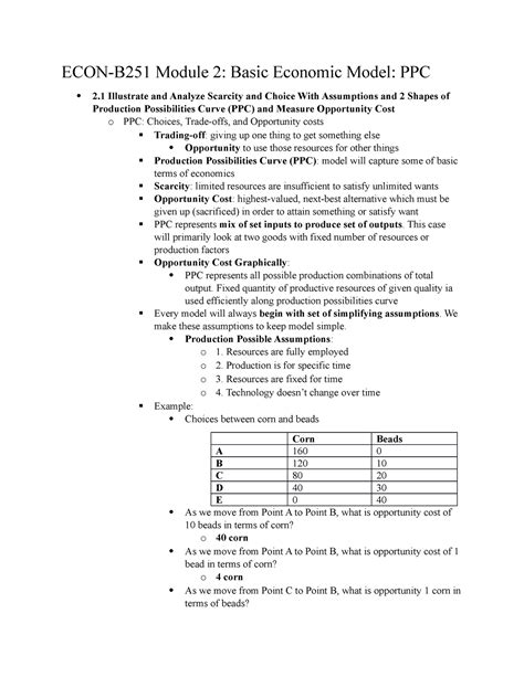 ECON B251 Module 2 Basic Economic Model PPC This Case Will Primarily