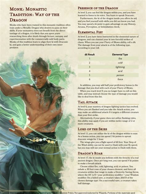 Monk Subclass Monastic Tradition Way Of The Dragon R Dndhomebrew