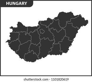 Hungary Map Regions Vector Illustration On Stock Vector (Royalty Free ...