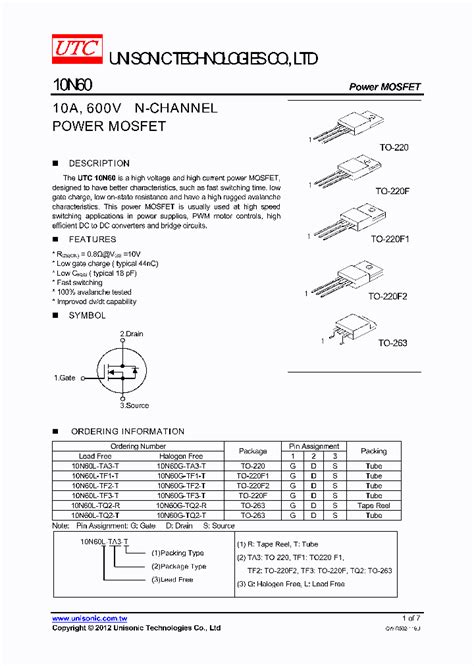 10N60_4390094.PDF Datasheet Download --- IC-ON-LINE