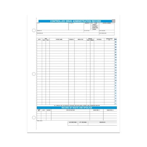 Controlled Drug Administration Record Form Pre Printed Carbon Copy Designsnprint