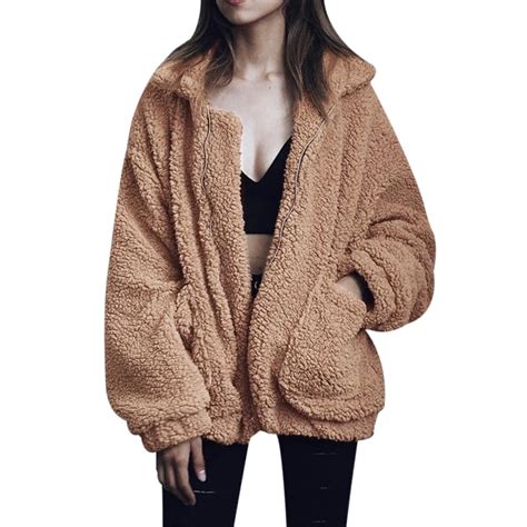 Plus Size S 3xl Women Fashion Fluffy Shaggy Faux Fur Warm Winter Coat