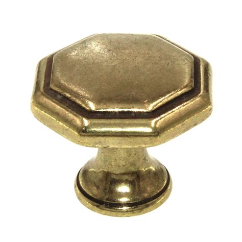 Hickory Hardware Conquest Lustre Brass 1 1 8 Octagon Cabinet Knob P14 Westwoods Cabinet Hardware