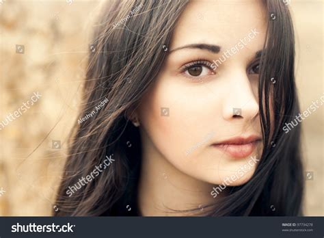 Face Beautiful Brunette Closeup Stock Photo Shutterstock