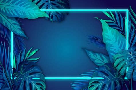 Vibrant Neon Tropical Leaves