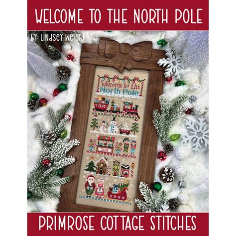 Welcome To The North Pole Cross Stitch Pattern Shabby Fabrics