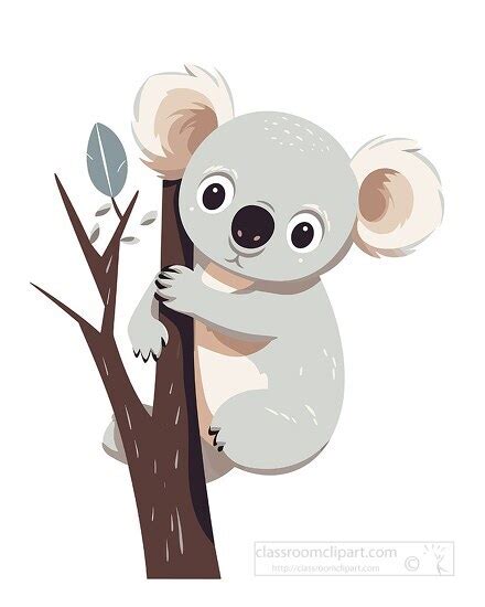 Koala Clipart-koala adorable cuddly marsupial hangs from tree clip art