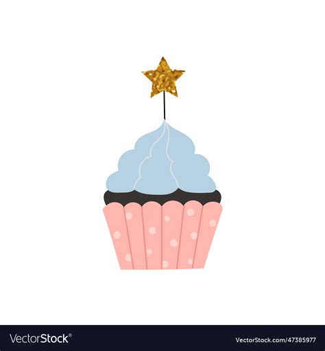 Festive cupcake with candle birthday wedding Vector Image