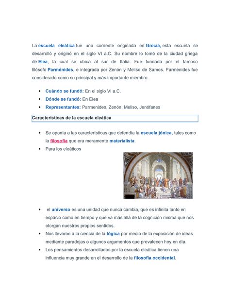 Escuela eleatica Filosofía Etapa 1 Introducción a la filosofía La