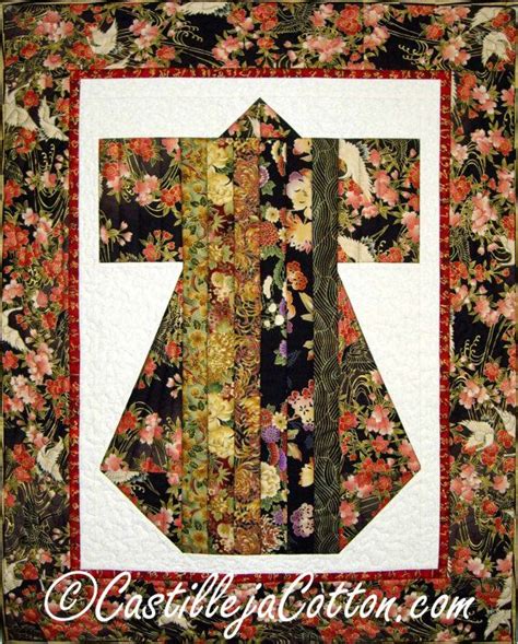 Asian Quilted Wall Hanging Stripped Kimono Quilt On Sale In