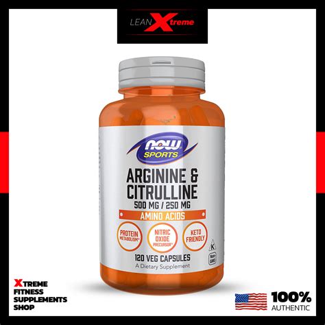 NOW Sports : Arginine & Citrulline 500mg/250mg 120 Capsules, Protein ...