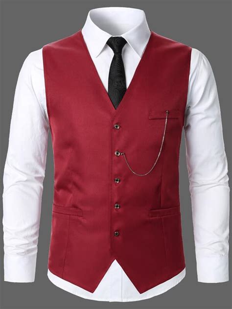 Manfinity Mode Werk Vlak Blazer Voor Man Ketting Voorpand Met Knoopjes