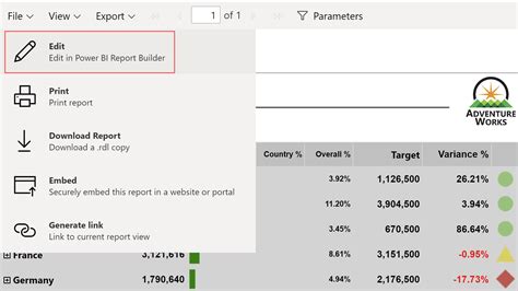 보고서 작성기를 사용하여 Power Bi 서비스에서 페이지를 매긴 보고서 편집 Power Bi Microsoft Learn