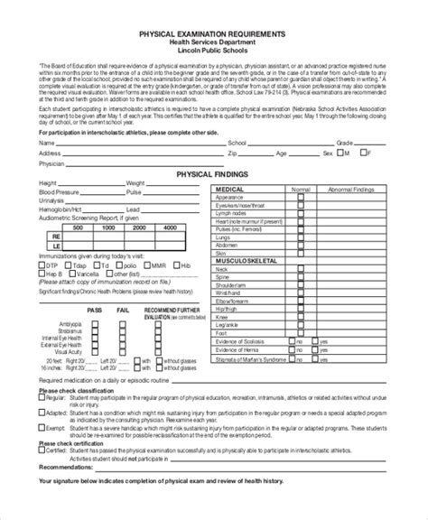 FREE 16+ Physical Examination Form Samples, PDF, MS Word, Google Docs, Excel