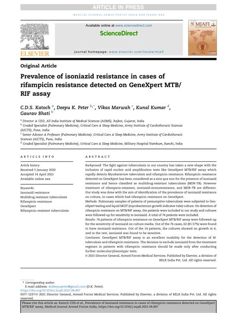 Pdf Prevalence Of Isoniazid Resistance In Cases Of Rifampicin Resistance Detected On Genexpert