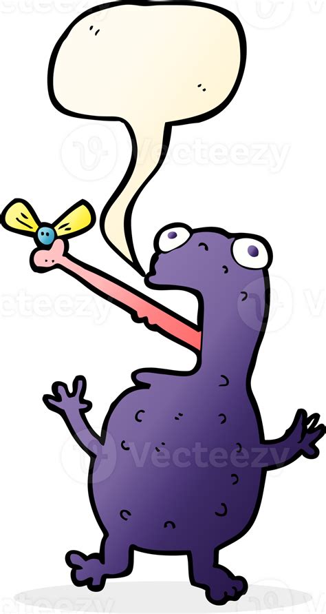 Cartoon Poisonous Frog Catching Fly With Speech Bubble Png