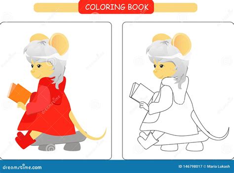 Libro De Colorear Para Los Ni Os Rata Linda Blanco Y Negro De La