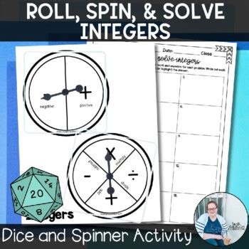 Roll Spin And Solve Integer Operations TEKS 6 3c 6 3d TpT