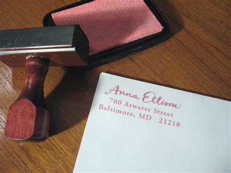 CUSTOM CALLIGRAPHY rubber address stamp Anna by trialbycupcakes