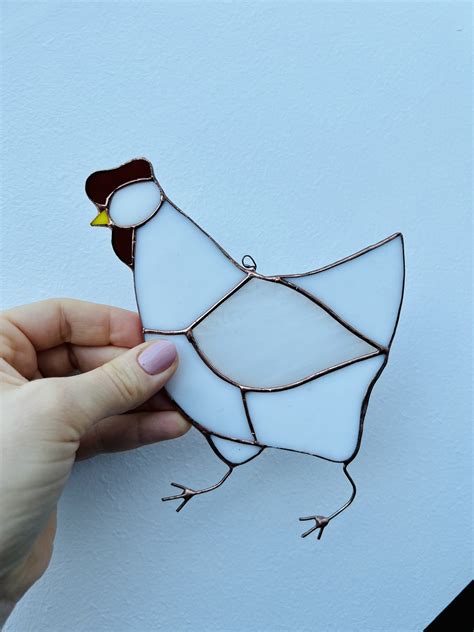 Stained Glass Hen Chicken Suncatcher Office Decoration Etsy