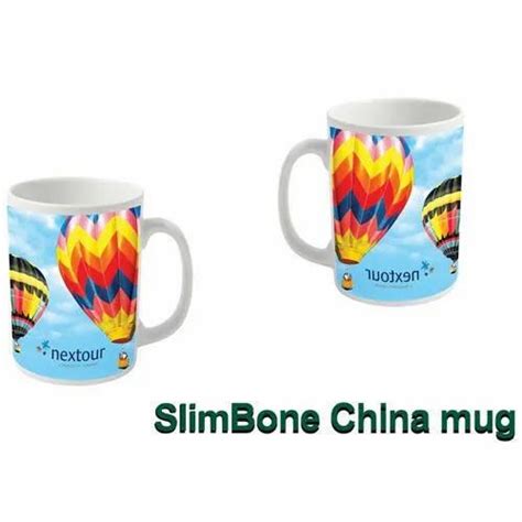 White Sublimationwala Sublimation Slim Bone China Mug For Office At