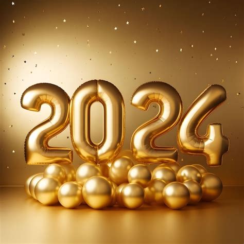 Premium AI Image | Image of Golden Numbers and Balloons for New Year 2024