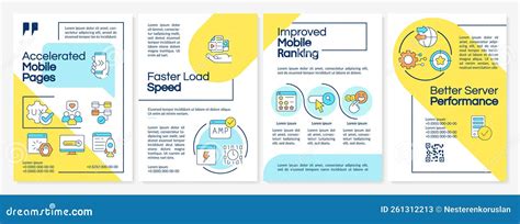 Accelerated Mobile Pages Technology Blue And Yellow Brochure Template Stock Vector