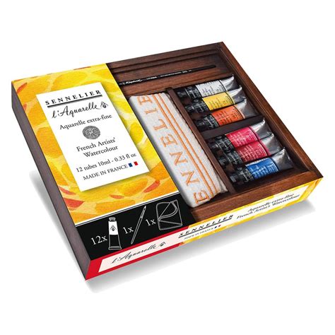 Sennelier L Aquarelle French Artists Watercolor Wood Box Set Of