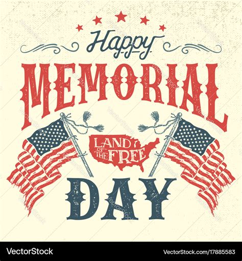 Happy Memorial Day Vintage Greeting Card Vector Image