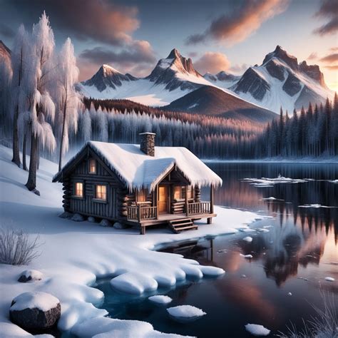 Winter Cabin Lake Wallpapers - Wallpaper Cave