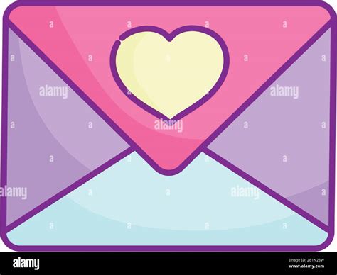 Happy Valentines Day Envelope Mail Heart Cartoon Vector Illustration