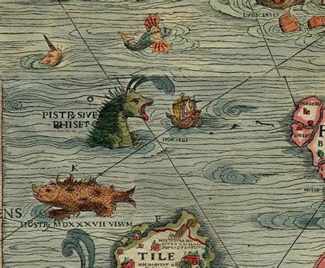 Sea Monsters | Sea monsters, Old map, Map art